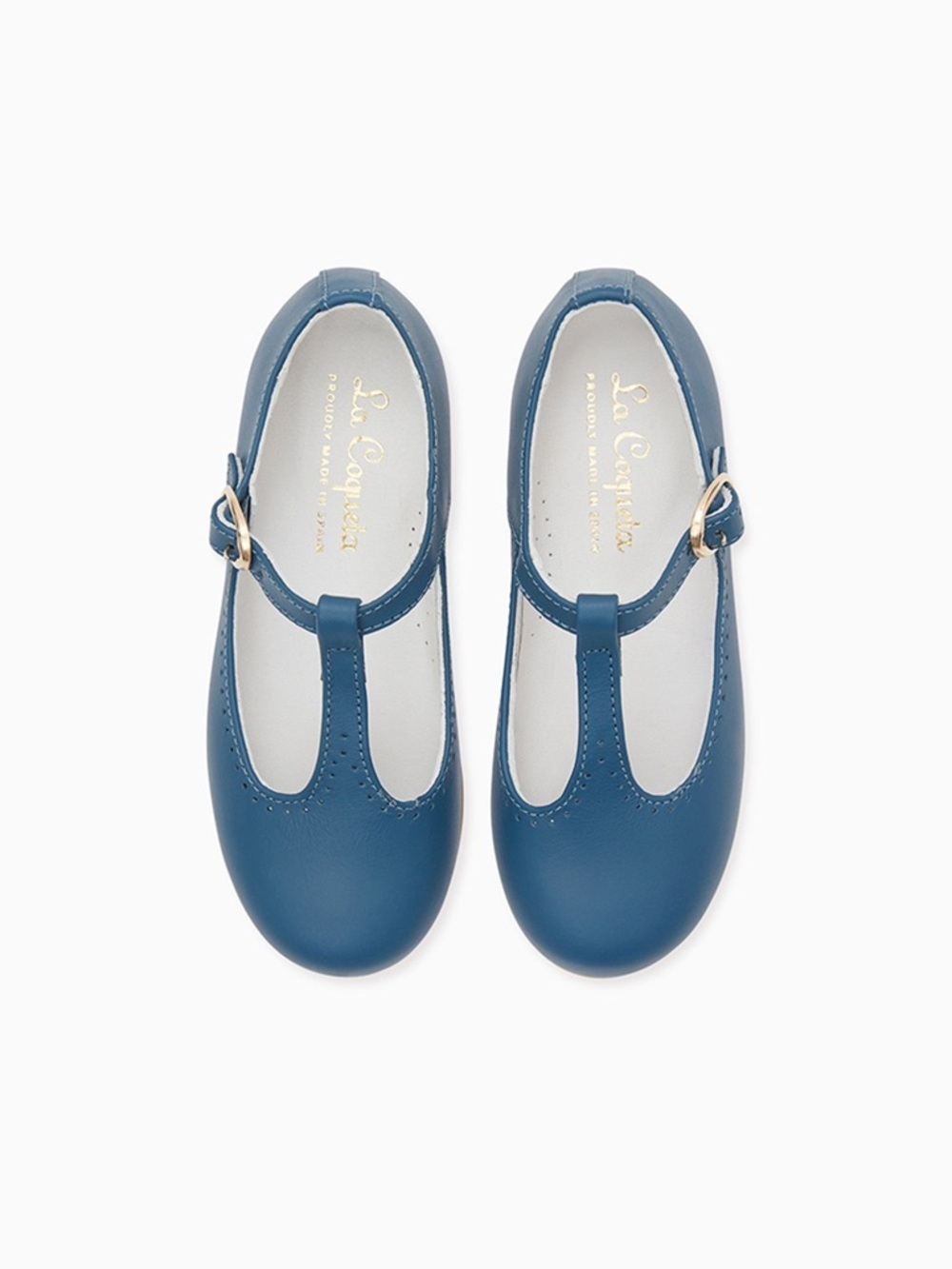 La Coqueta Cobalt Blue Leather T-Bar Mary Jane Shoes EU 25 US 9